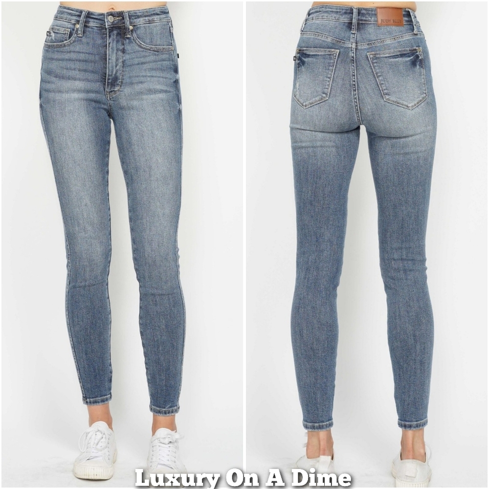 Skinny Judy Blue High-Rise Tummy Control Stretch Denim Jeans Slim Ankle Pants - Picture 11 of 15